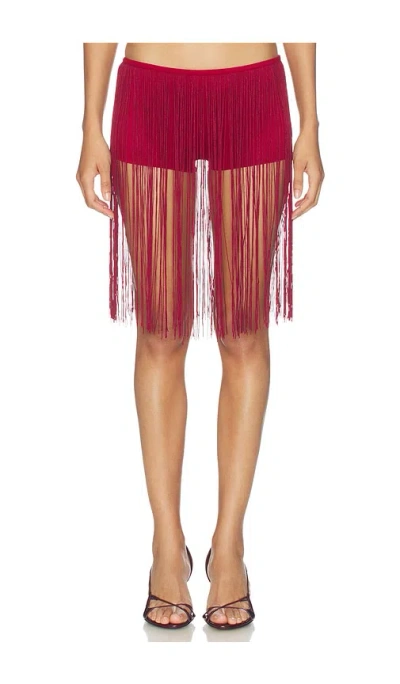 1xblue Long Fringe Hot Pants Red