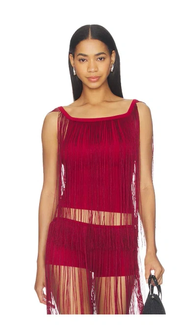 1xblue Long Fringe Tank Top In Red