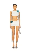 1xblue Scorpion Knit Mini Top In White
