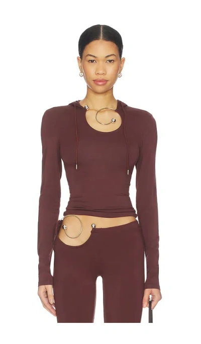 1xblue Spiral Slink Hoodie In Brown