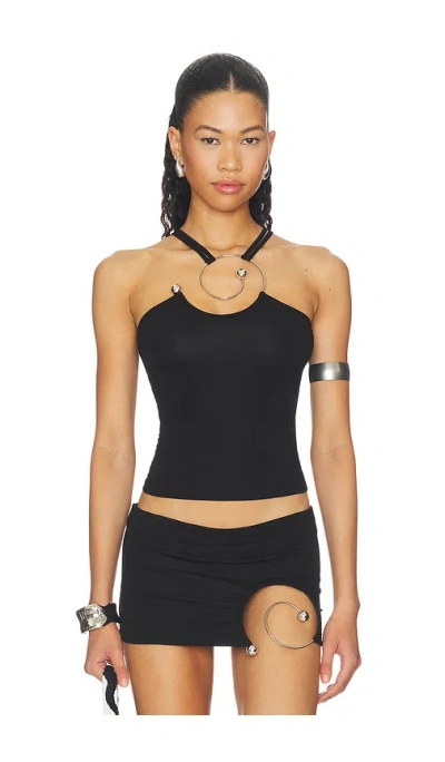 1xblue Spiral Strap Tank Top In Black