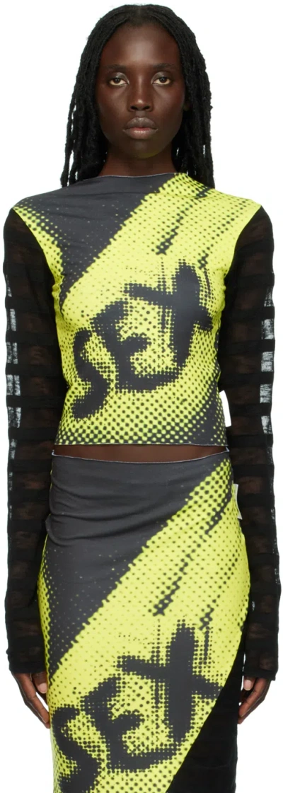 1xblue Ssense Exclusive Green & Black 'sex' Long Sleeve T-shirt In Lime