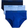 2(x)ist Men's Essential 3 Pack No Show Brief In Navy/cobalt/porcelai