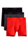 2(x)ist 3-pack Cotton Boxer Briefs In Black/charcoal Heather/red