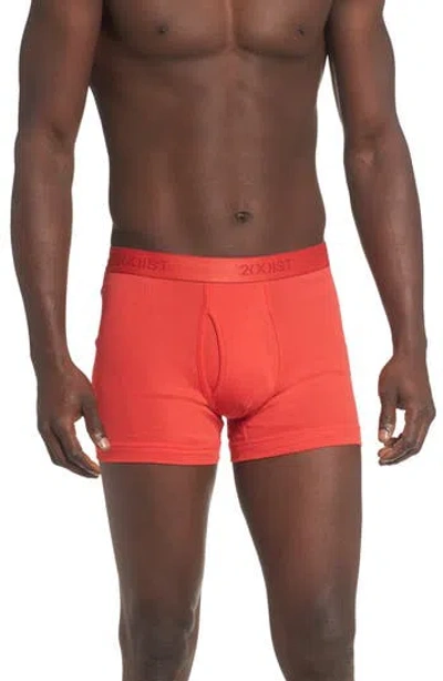 2(x)ist 3-pack Cotton Boxer Briefs In Black/charcoal/poppy Red