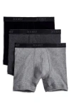 2(x)ist 3-pack Cotton Boxer Briefs In Black/grey/charcoal