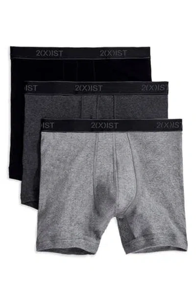 2(x)ist 3-pack Cotton Boxer Briefs In Black/grey/charcoal
