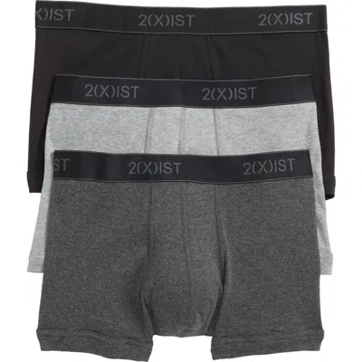 2(x)ist 3-pack Cotton No Show Trunks In Black/heather Grey/charcoal