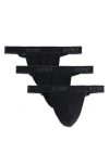 2(x)ist Men's 3-pk. Cotton Essential Y-back Thongs In Black
