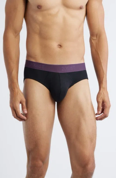 2(x)ist Assorted 3-pack No-show Cotton Briefs In Black Beauty W/dark