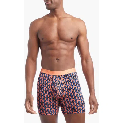 2(x)ist Assorted 3-pack No-show Stretch Boxer Briefs In Dark Blue/circle Geo/coral