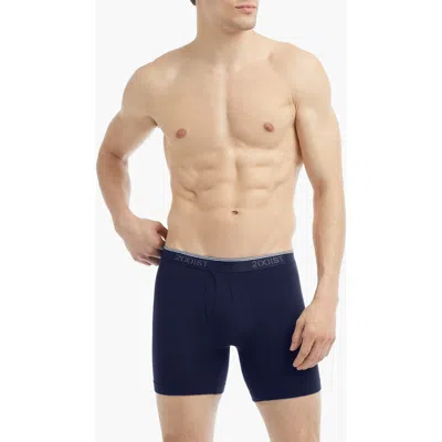 2(x)ist Assorted 3-pack No-show Stretch Boxer Briefs In Eclipse/lead/dazzling Blue