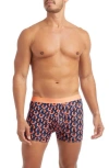 2(x)ist Assorted 3-pack No-show Trunks In Dark Blue/circle Geo/coral