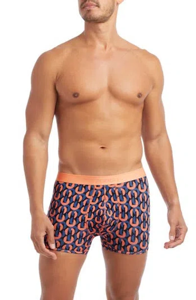 2(x)ist Assorted 3-pack No-show Trunks In Dark Blue/circle Geo/coral