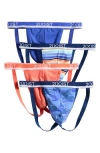 2(x)ist Assorted 4-pack Stretch Cotton Jock Strap In Camelia/festivestripe/dazzling