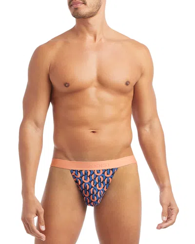 2(x)ist Cotton Stretch Jock Strap, Pack Of 3 In Dark Blue/circle Geo/coral Chic