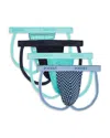 2(x)ist Men's 4-pack Jock Straps In Stripe Navy Turquoise