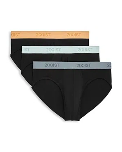 2(x)ist No Show Briefs, Pack Of 3 In Black Arube Blue/black Blue Bell/black Peach Pie