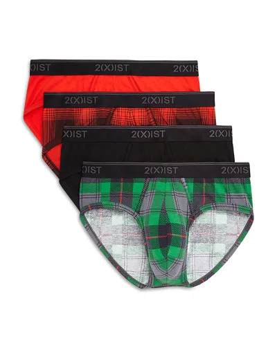 2(x)ist 4-pack No-show Stretch Briefs In Endangered/tartan Plaid Multi/black/ 