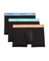 2(x)ist No Show Trunks, Pack Of 3 In Black Aruba Blue/black Blue Bell/black P