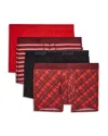 2(x)ist 4-pack No-show Stretch Trunks In Bright Red,stripe,black Beauty,abstract