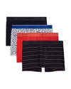 2(x)ist No Show Trunks, Pack Of 4 In Watercolor Tile/navy Blazer/bittersweet/