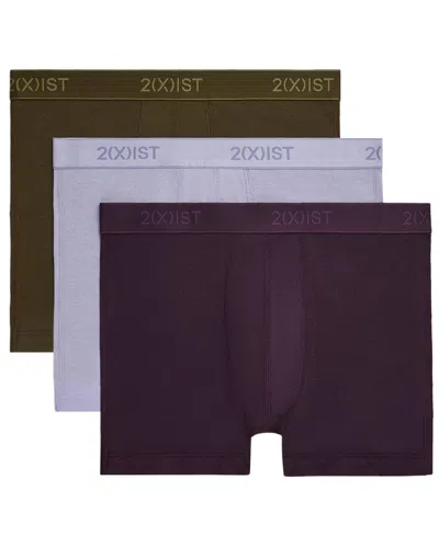 2(x)ist Men's Essential No-show Trunks 3-pack In Dark Olive,lavender,plum