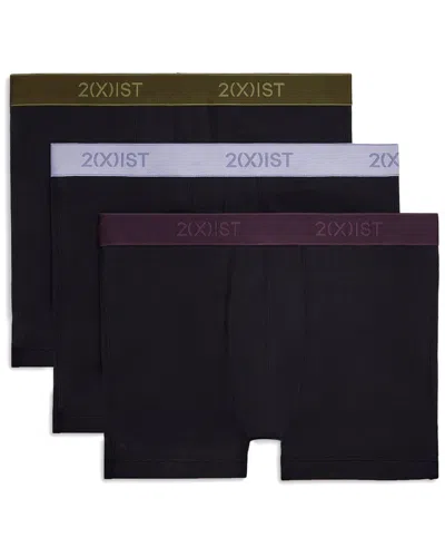 2(x)ist Men's Essential No-show Trunks 3-pack In Black W,dark Olive,lavender,plum