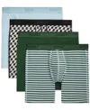 2(x)ist Men's 4pk. Stretch Boxer Briefs In Winter Sky,checkerboard,hunter Green,str