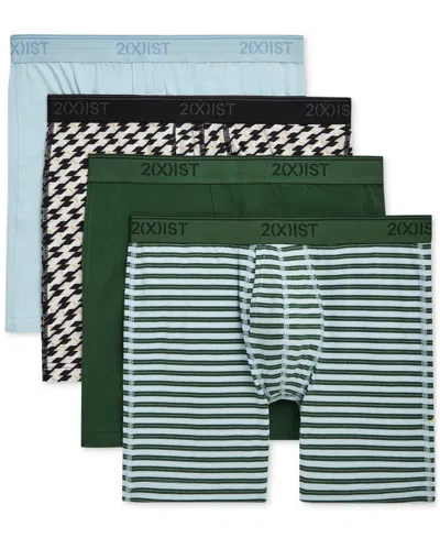 2(x)ist Men's 4pk. Stretch Boxer Briefs In Winter Sky,checkerboard,hunter Green,str