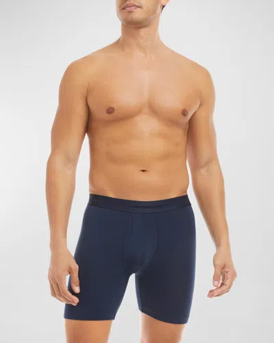 2(x)ist Dream Solid Mid Rise Boxer Briefs In Navy Blazer