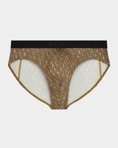 2(x)ist Men's Sliq Stretch Briefs In Golden Links/black B