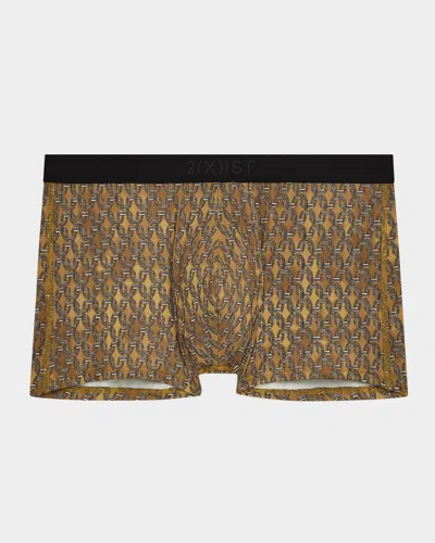 2(x)ist Men's Sliq Stretch Trunks In Golden Links/black B