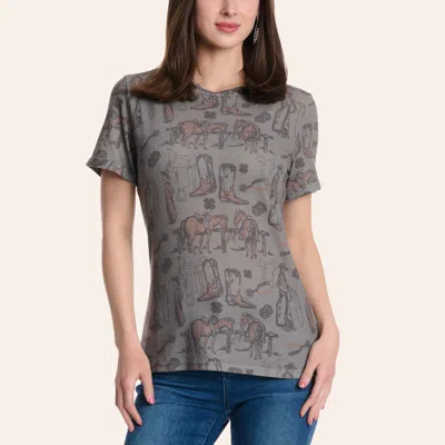 2 Fly Co . Women's Gray Western Icon Graphic T-shirt In Sand