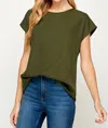 2 Hearts Apparel Cap Sleeve Top In Olive In Green