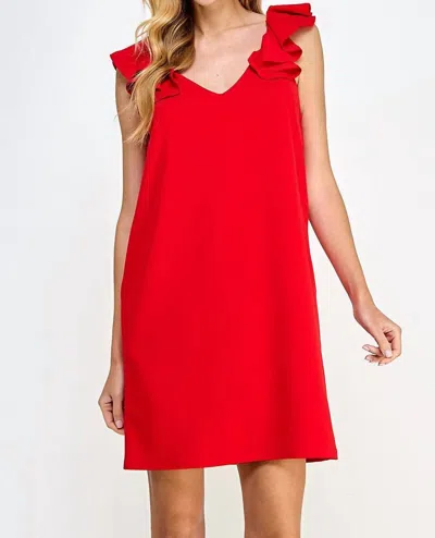 2 Hearts Apparel Ruffle Strap Dress In Red