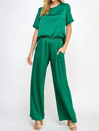 2 Hearts Apparel Solid Satin Set In Emerald In Gold