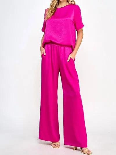 2 Hearts Apparel Solid Satin Set In Magenta In Pink