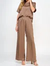 2 Hearts Apparel Solid Satin Set In Mocha In Brown