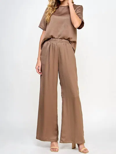 2 Hearts Apparel Solid Satin Set In Mocha In Brown