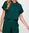 2 Hearts Apparel Solid Short Sleeve Top In Hunter Green In Green