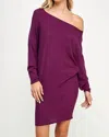2 Hearts Apparel Sweater Mini Dress In Plum In Pink