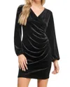2 Hearts Apparel Velvet Dress In Black In Black