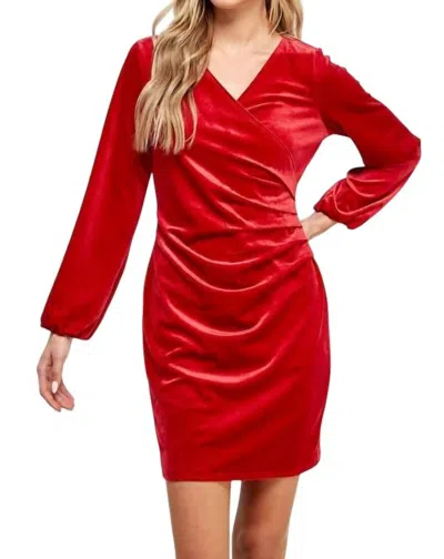 2 Hearts Apparel Velvet Dress In Red