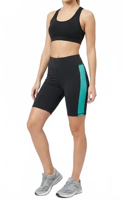 2 Liv Side Insert Bike Short In Black Turquoise