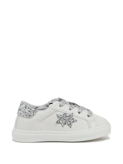 2 Star Kids' Glitter-detail Star-patch Sneakers In White