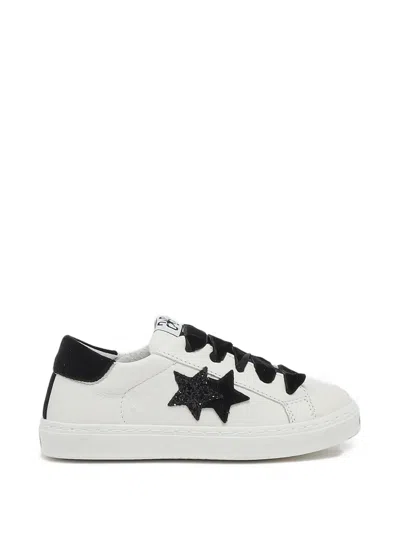 2 Star Glitter-star Velvet-lace Sneakers In 白色