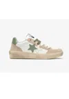 2 Star Men's Sneakers 2-star New Star White Taupe Star Green In Green