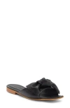 2 Twin Hearts Bow Flat Sandal In Black
