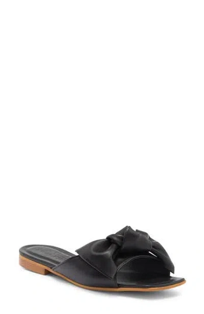 2 Twin Hearts Bow Flat Sandal In Black